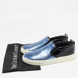 Marc by Marc Jacobs Blue/Black Python Embossed Leather Broome Sneakers Size 36