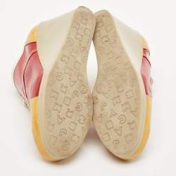 Marc by Marc Jacobs Red/Yellow Patent Leather Wedge Sneakers Size 37
