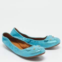 Marc by Marc Jacobs Metallic Blue Texture Suede Scrunch Ballet Flats Size 37