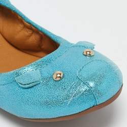 Marc by Marc Jacobs Metallic Blue Texture Suede Scrunch Ballet Flats Size 37