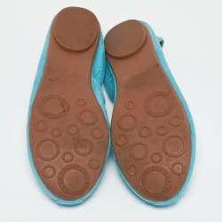Marc by Marc Jacobs Metallic Blue Texture Suede Scrunch Ballet Flats Size 37