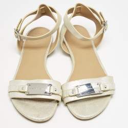 Marc by Marc Jacobs Light Gold Shimmer Leather Ankle Strap Flat Sandals Size 36