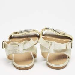 Marc by Marc Jacobs Light Gold Shimmer Leather Ankle Strap Flat Sandals Size 36