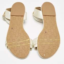 Marc by Marc Jacobs Light Gold Shimmer Leather Ankle Strap Flat Sandals Size 36