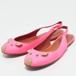 Marc by Marc Jacobs Pink Leather Studded Mouse Slingback Flats Size 37