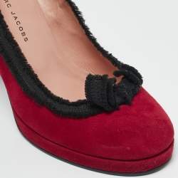 Marc by Marc Jacobs Red/Black Suede Bow Peep Toe Pumps Size 38