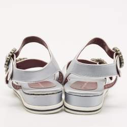 Marc by Marc Jacobs Light Blue Satin Buckle Crystals Embellished Flat Sandals Size 36.5