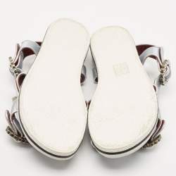 Marc by Marc Jacobs Light Blue Satin Buckle Crystals Embellished Flat Sandals Size 36.5