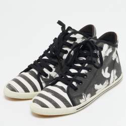 Marc by Marc Jacobs White/Black Canvas Polka Dot High Top Sneakers Size 36.5