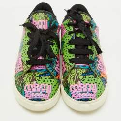 Marc by Marc Jacobs Multicolor Leather Graffiti Print Low Top Sneakers Size 39