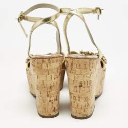 Marc by Marc Jacobs Yellow Leather Wedge Sandals Size 38