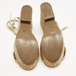 Marc by Marc Jacobs Yellow Leather Wedge Sandals Size 38