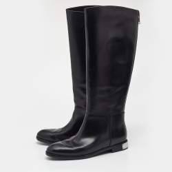 Pre Owned بوت مارك باي مارك جاكوبس جلد أسود بطول الركبة مقاس 37