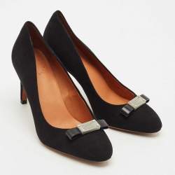 مملوكة مسبقًا حذاء كعب عالي مارك باي مارك جاكوبس جلد نوبوك أسود مع فيونكة معدنية مقاس 36.5