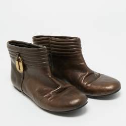 Pre Owned Marc by Marc Jacobs Brown Leather Ankle Length Engineer Buckle Boots Size 38