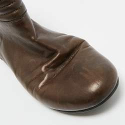 Pre Owned Marc by Marc Jacobs Brown Leather Ankle Length Engineer Buckle Boots Size 38