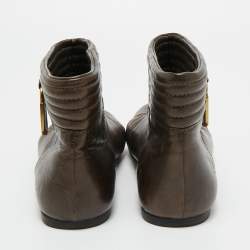 Pre Owned Marc by Marc Jacobs Brown Leather Ankle Length Engineer Buckle Boots Size 38