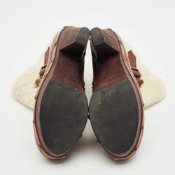 Pre Owned Marc by Marc Jacobs Brown Leather and Shearling Ankle Length Boots Size 37