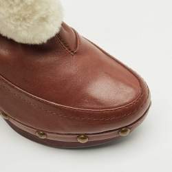 Pre Owned Marc by Marc Jacobs Brown Leather and Shearling Ankle Length Boots Size 37