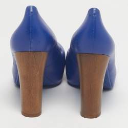 Pre Owned Marc by Marc Jacobs Blue Leather Platform Pumps Size 37