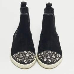 مملوكة مسبقًا Marc by Marc Jacobs Black Suede and leather Studded Graham High Top Sneakers Size 37