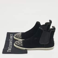 مملوكة مسبقًا Marc by Marc Jacobs Black Suede and leather Studded Graham High Top Sneakers Size 37