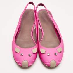 مملوكة مسبقًا صند فلات مارك باي مارك جاكوبس جلد أبيض مزين فأر فتحة كعب مقاس 40