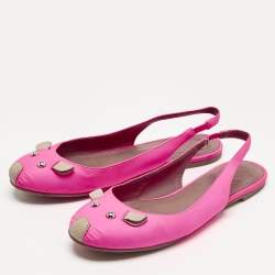 مملوكة مسبقًا صند فلات مارك باي مارك جاكوبس جلد أبيض مزين فأر فتحة كعب مقاس 40