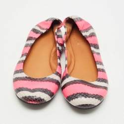 Pre Owned Marc by Marc Jacobs  Multicolor Watersnake Embossed Leather Ballet Flat Size 37.5