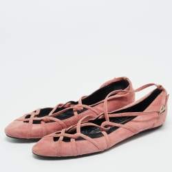 Pre Owned Marc by Marc Jacobs Pink Suede Strappy Ballet Flats Size 37