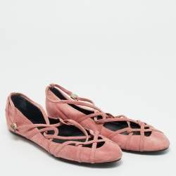 Pre Owned Marc by Marc Jacobs Pink Suede Strappy Ballet Flats Size 37