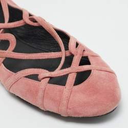 Pre Owned Marc by Marc Jacobs Pink Suede Strappy Ballet Flats Size 37