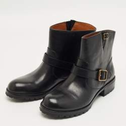 Pre Owned Marc by Marc Jacobs Black Leather Ankle Length Engineer Buckle Boots Size 40