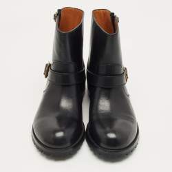 Pre Owned Marc by Marc Jacobs Black Leather Ankle Length Engineer Buckle Boots Size 40