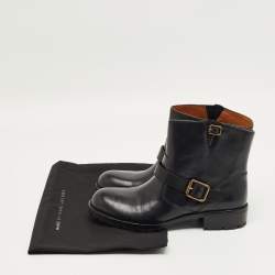 Pre Owned Marc by Marc Jacobs Black Leather Ankle Length Engineer Buckle Boots Size 40
