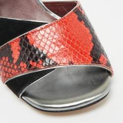 مملوكة مسبقًا Marc by Marc Jacobs Size 37 Multicolor Snakeskin Embossed Leather and Suede Ankle Strap Sandals