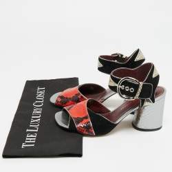 مملوكة مسبقًا Marc by Marc Jacobs Size 37 Multicolor Snakeskin Embossed Leather and Suede Ankle Strap Sandals