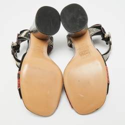 مملوكة مسبقًا Marc by Marc Jacobs Size 37 Multicolor Snakeskin Embossed Leather and Suede Ankle Strap Sandals