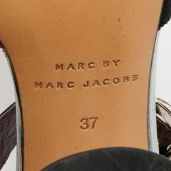 مملوكة مسبقًا Marc by Marc Jacobs Size 37 Multicolor Snakeskin Embossed Leather and Suede Ankle Strap Sandals