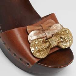 مملوكة مسبقًا Marc by Marc Jacobs Size 37.5 Brown/Gold Leather Ankle Strap Sandals