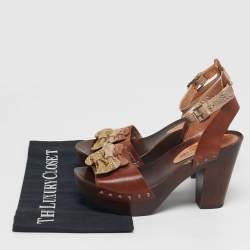 مملوكة مسبقًا Marc by Marc Jacobs Size 37.5 Brown/Gold Leather Ankle Strap Sandals