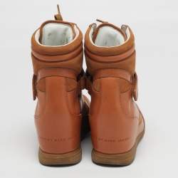 Pre Owned Marc by Marc Jacobs Size 41 Brown Leather High Top Wedge Sneakers