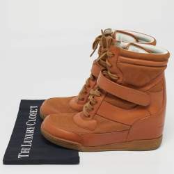 Pre Owned Marc by Marc Jacobs Size 41 Brown Leather High Top Wedge Sneakers