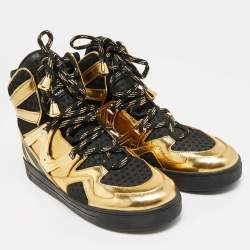 Pre Owned Marc by Marc Jacobs Size 38 Black Leather and Mesh High Top Sneakers