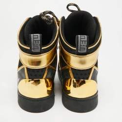 Pre Owned Marc by Marc Jacobs Size 38 Black Leather and Mesh High Top Sneakers