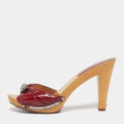 مملوكة مسبقًا Marc by Marc Jacobs Size 39 Red Patent Leather Slide Clog