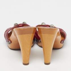 مملوكة مسبقًا Marc by Marc Jacobs Size 39 Red Patent Leather Slide Clog