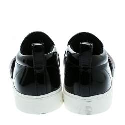 Pre Owned حذاء رياضي مارك باي مارك جاكوبس سليب أون بروم جلد لامع أسود وجلد نقش ثعبان أحمر ميتالك مقاس 36