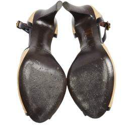 مملوكة مسبقًا Marc by Marc Jacobs Black/Beige Patent Leather Ankle Strap Sandals Size 36