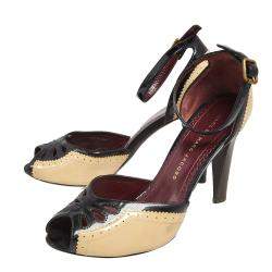 مملوكة مسبقًا Marc by Marc Jacobs Black/Beige Patent Leather Ankle Strap Sandals Size 36